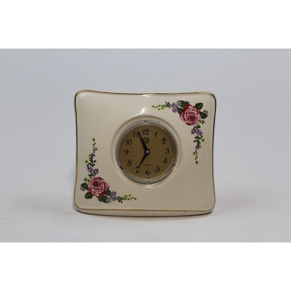 Vintage Casual Limited Edition 1996 Ceramic Desk Clock Floral Rose Dec